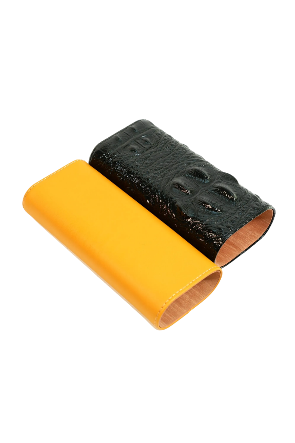Cohiba Sarı Siyah Desenli Deri Puro Kılıfı