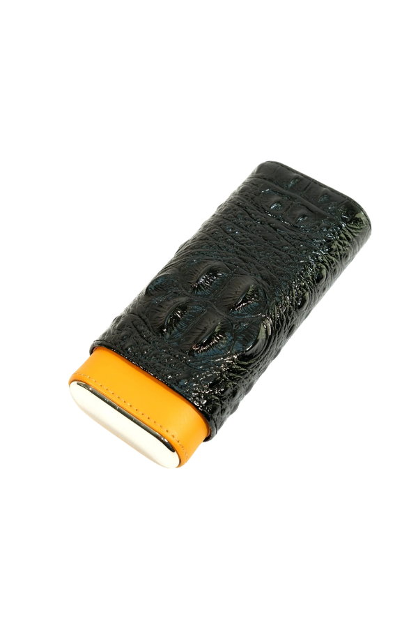 Cohiba Sarı Siyah Desenli Deri Puro Kılıfı
