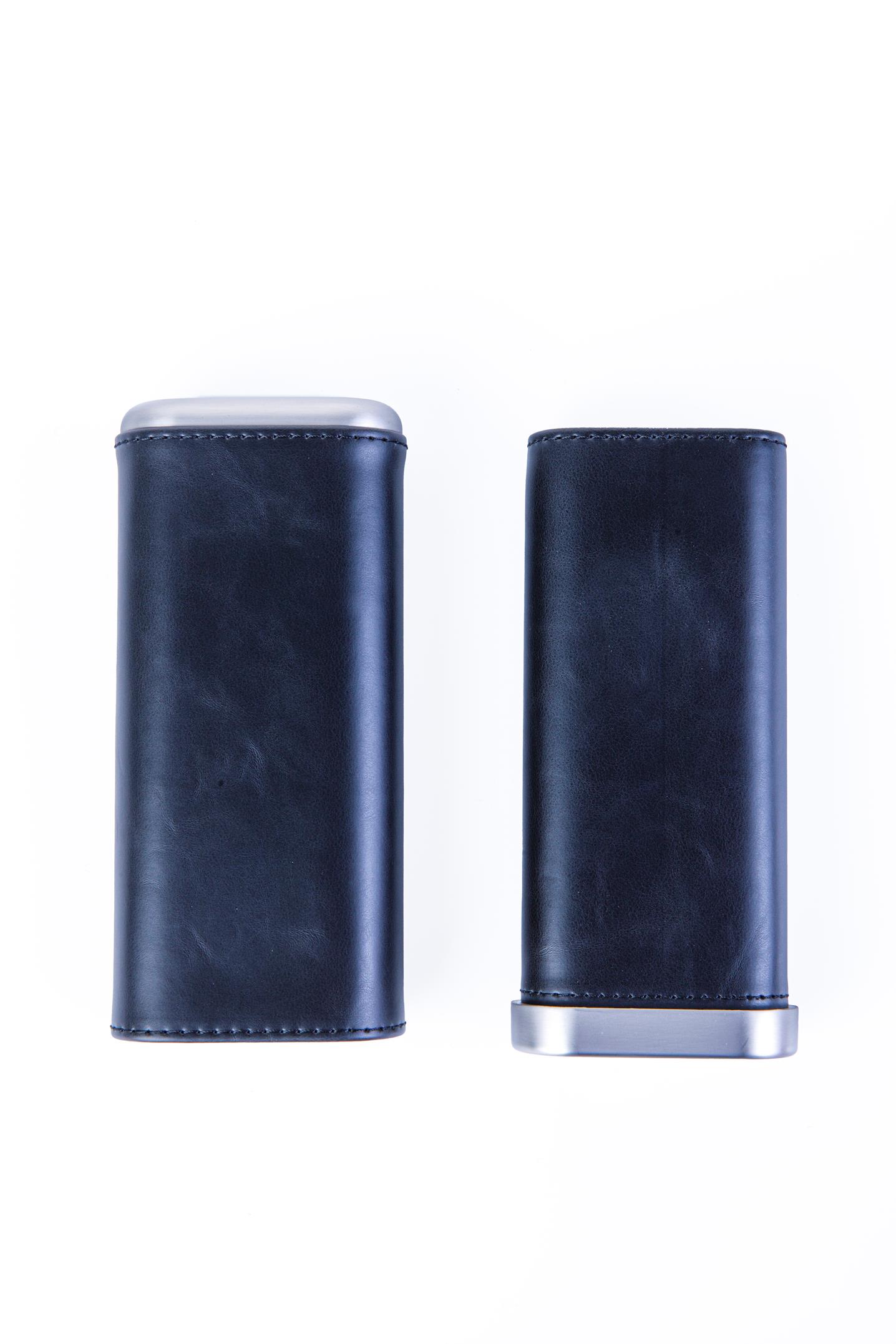 Cohiba Siyah-Gümüş Üçlü Deri Puro Kılıfı