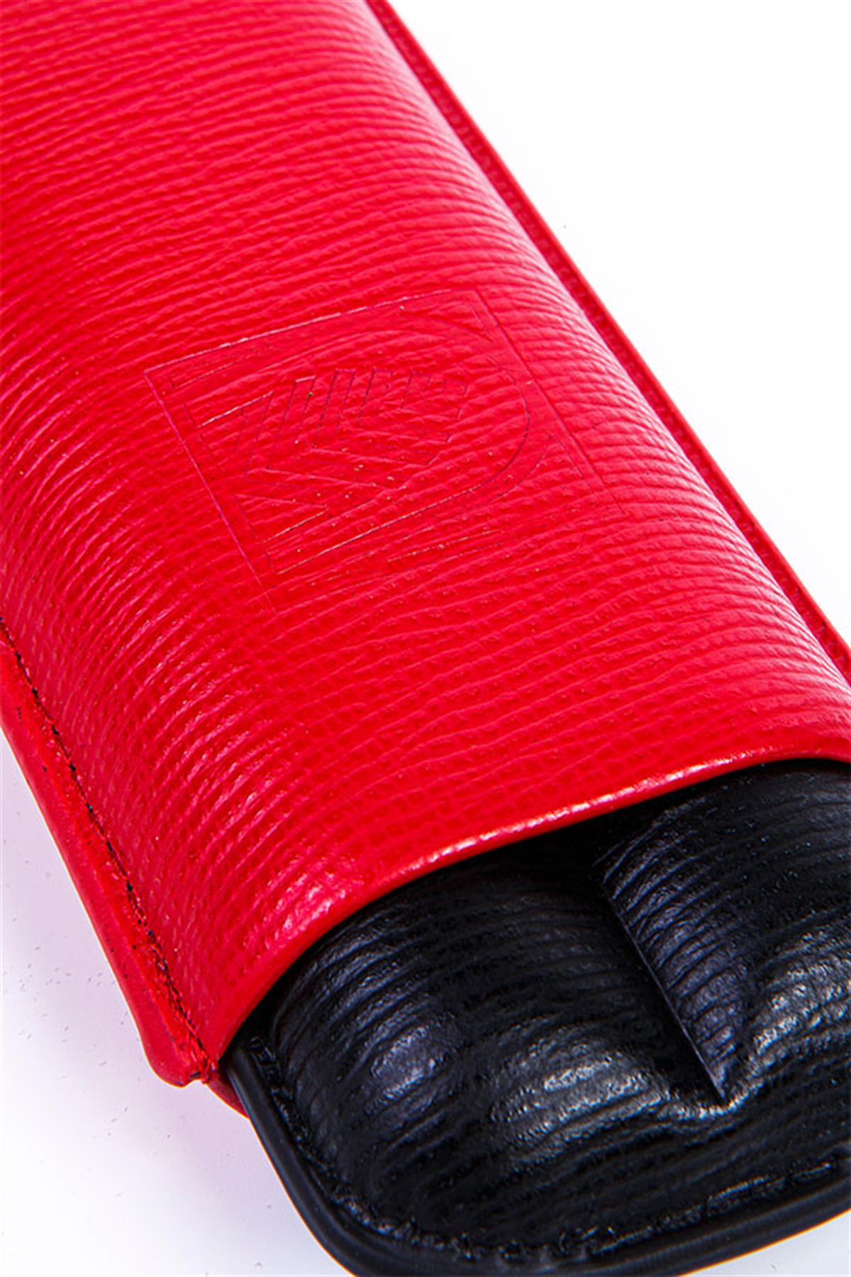 PQ Kırmızı-Siyah İkili Deri Puro Kılıfı