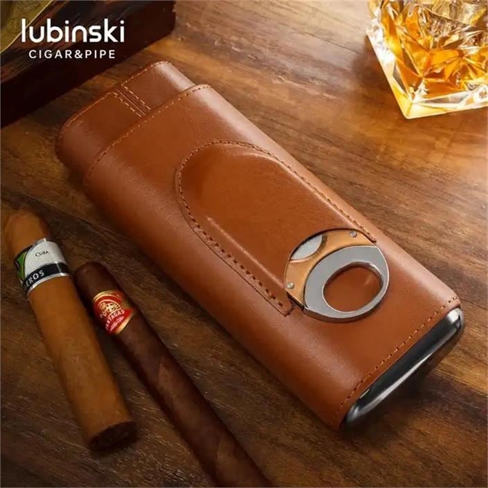 Lubinski Deri 3lü Puro Kılıfı Kesicili Kahve(60 Ring)