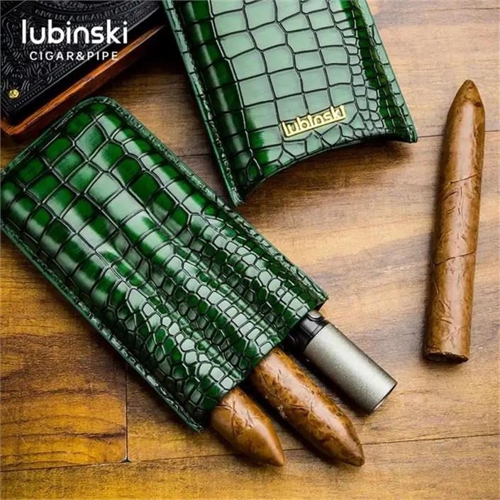 Lubinski Deri 3lü Puro Kılıfı Yeşil Croco(60 Ring)