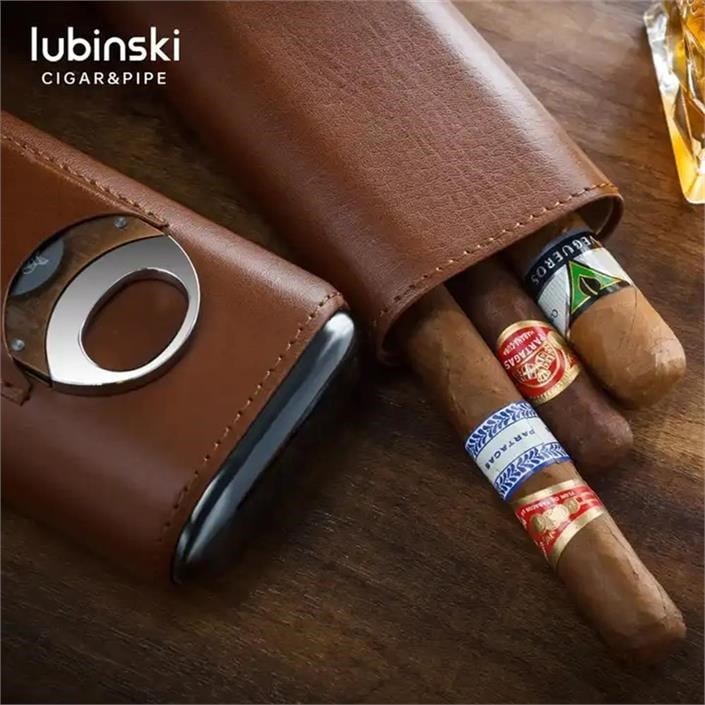 Lubinski Deri 3lü Puro Kılıfı Kesicili Kahve(60 Ring)