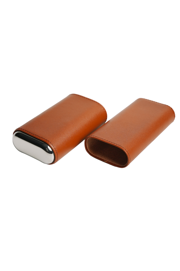 PremiumQuality Kahverengi Dahili Kesicili İkili Deri Puro Kılıfı