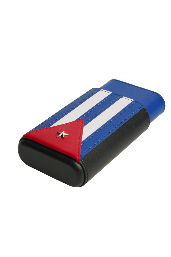 PremiumQuality Küba Bayraklı İkili Deri Puro Kılıfı