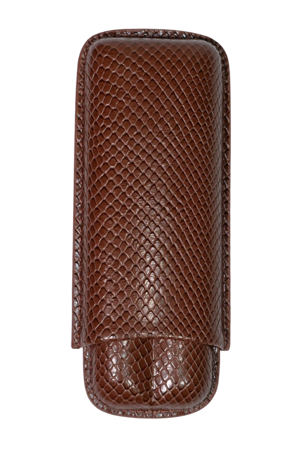 PremiumQuality Timsah Desenli Kahverengi İkili Puro Kılıfı