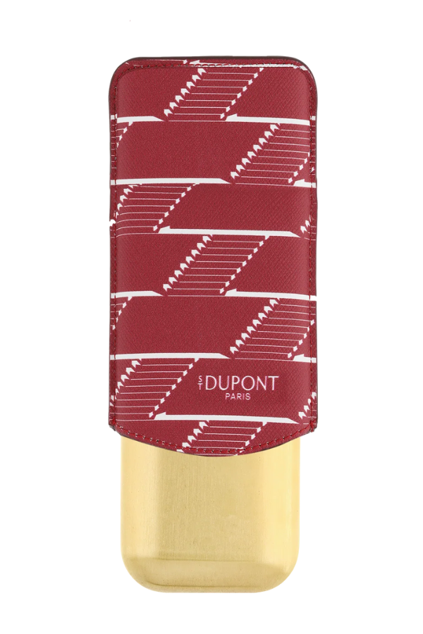 S.T. Dupont Coated Canvas Monogram Bordo İkili Deri Puro Kılıfı 183478