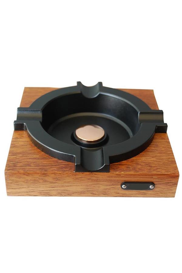 TR7078,PQ Siyah Ahşap Dörtlü Metal Puro Küllüğü