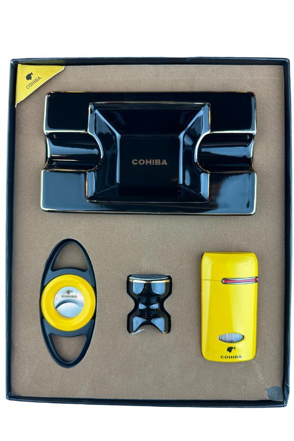 TR7340,Cohiba Çakmak Kesici Küllük Sehpa Dörtlü Puro Seti