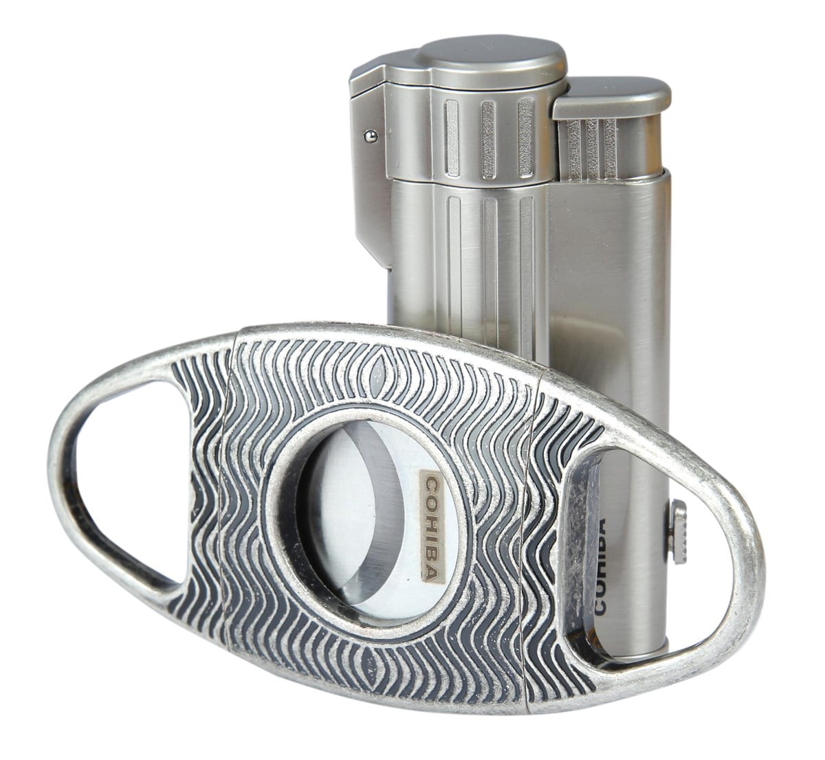 Cohiba Gümüş Çakmak Gümüş Kesici İkili Set