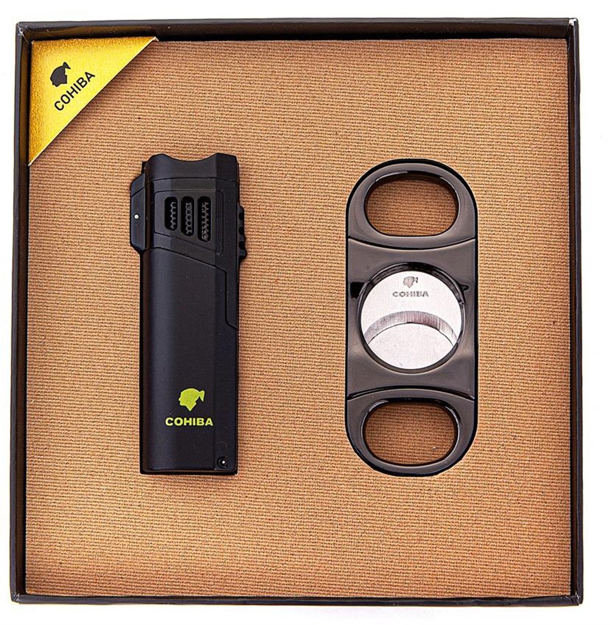 Cohiba Siyah-Gunmetal İkili Çakmak Kesici Set