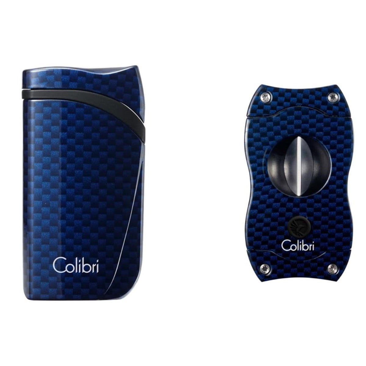 CLBRSET2,Colibri Mavi Karbon Desenli Çakmak Kesici Set
