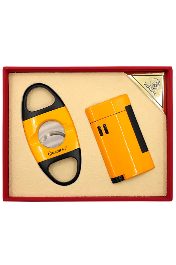 TR7730,Guevara Çakmak Kesici Sarı-Siyah İkili Puro Seti