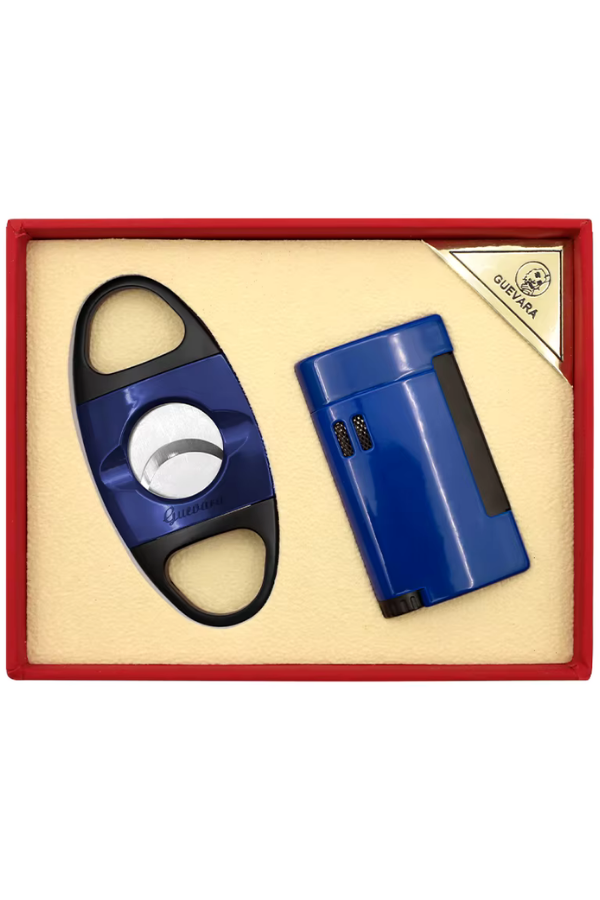TR7733,Guevara Çakmak Kesici Lacivert-Siyah İkili Puro Seti