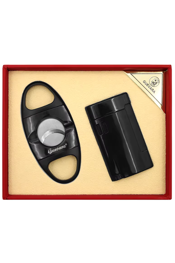 TR7731,Guevara Çakmak Kesici Siyah İkili Puro Seti