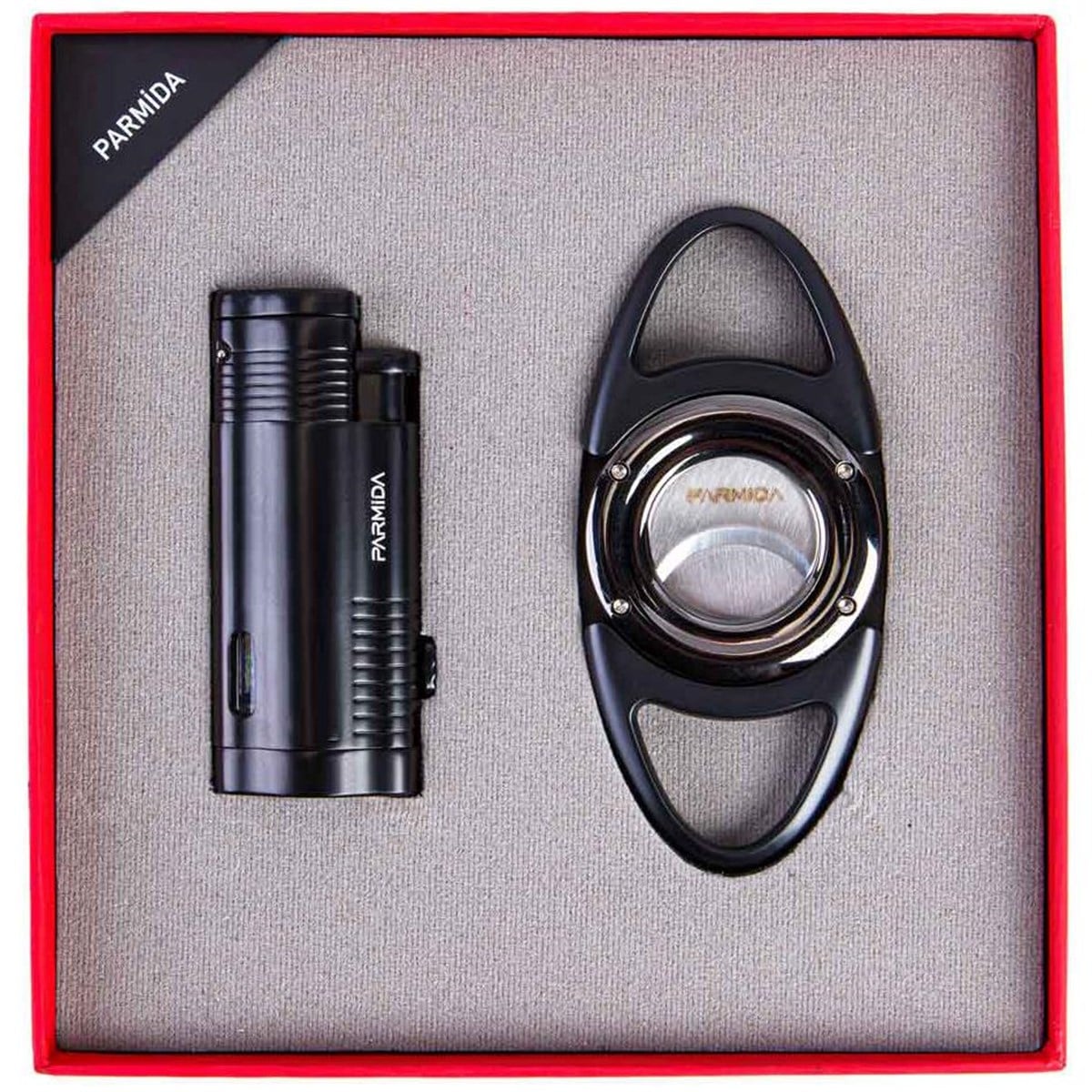 Parmida Siyah Çakmak Kesici İkili Puro Seti