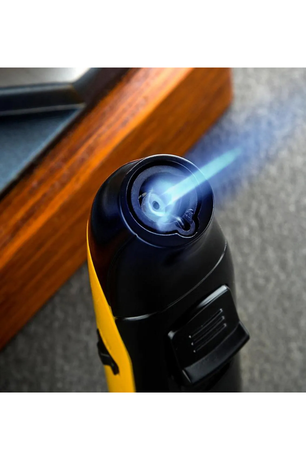 Lubinski Tek Torch Pürmüz Siyah Sarı Metal Masa Tipi Puro Çakmağı