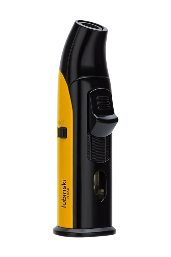 Lubinski Tek Torch Pürmüz Siyah Sarı Metal Masa Tipi Puro Çakmağı