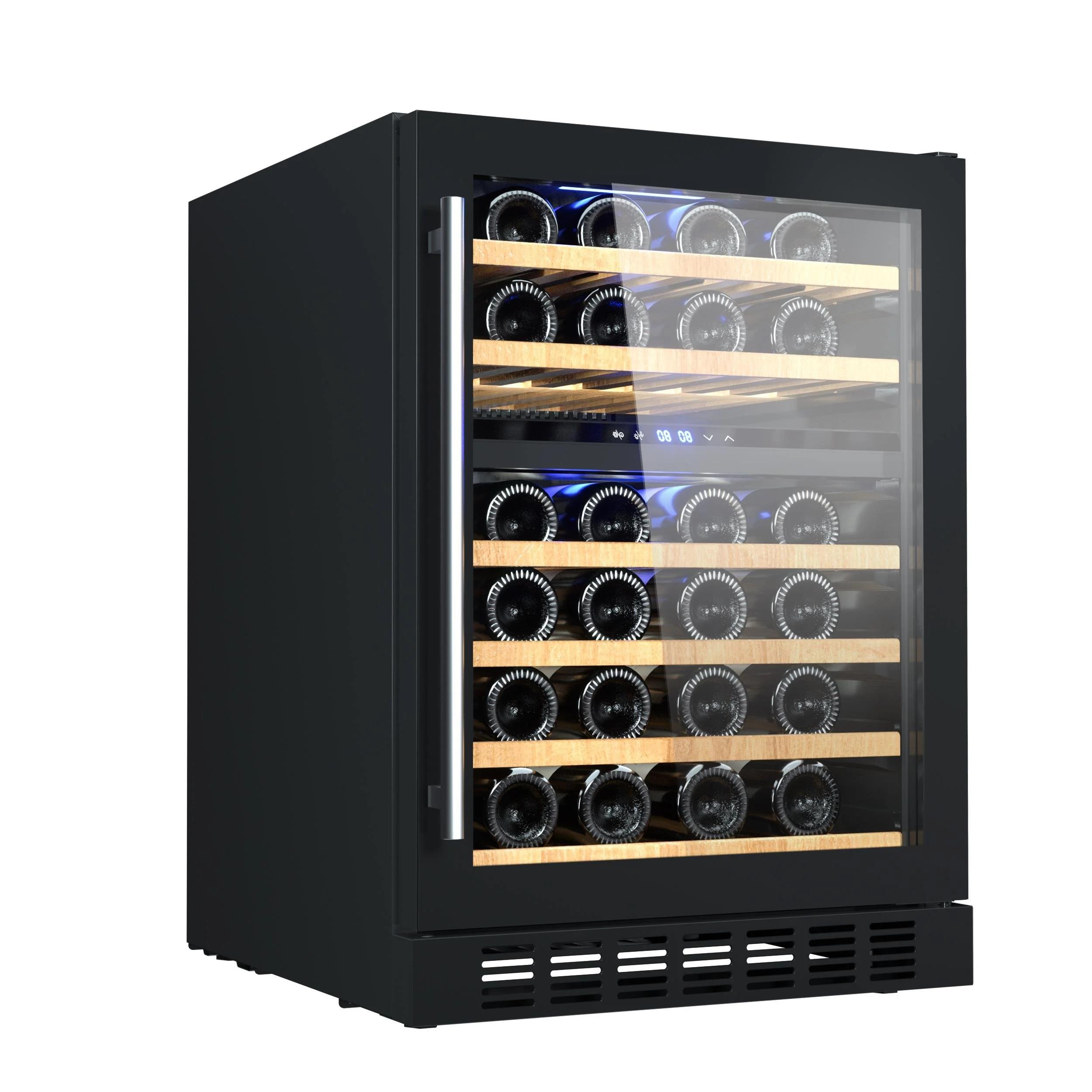 Berfmann 46 Şişe Kapasiteli Çift Bölmeli Tezgah Altı Şarap Saklama Dolabı Siyah BUW46-BG2