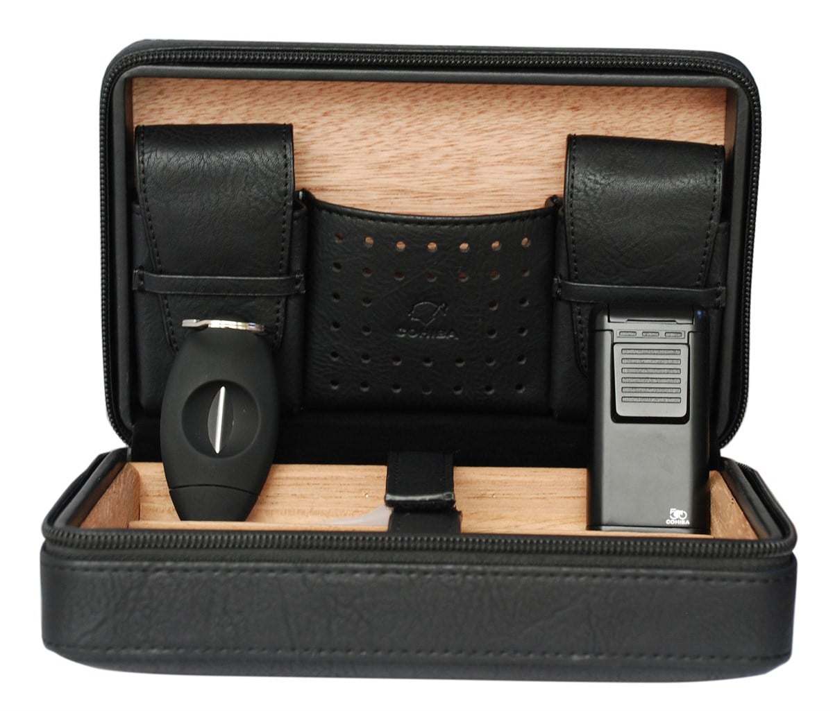 Cohiba Siyah V Kesici ve Çakmaklı Deri Puro Taşıma Çantası