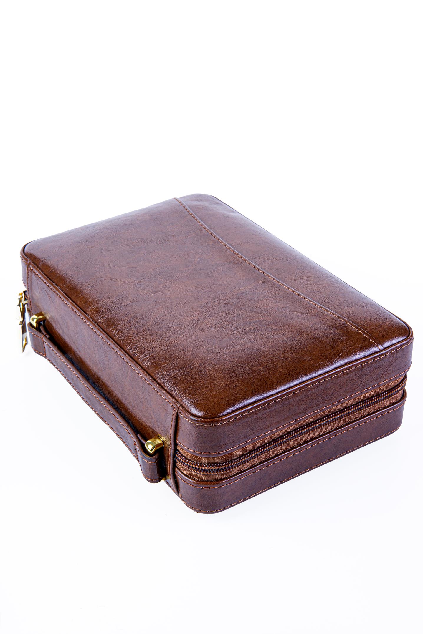 Cohiba XL Açık Kahverengi Dahili Çakmak Deri Puro Taşıma Çantası & Seyahat Humidoru