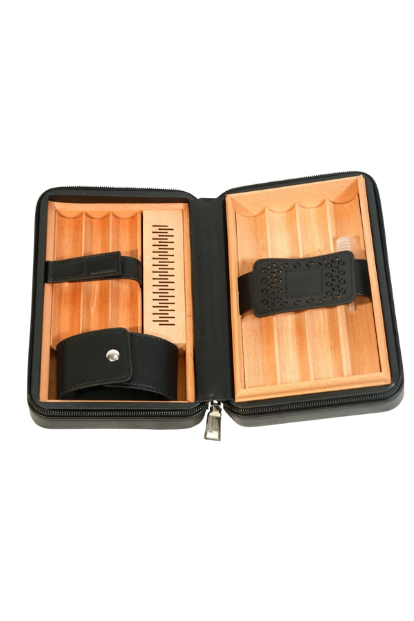 Cohiba Dahili Çakmak Siyah Deri Puro Taşıma Çantası & Seyahat Humidoru