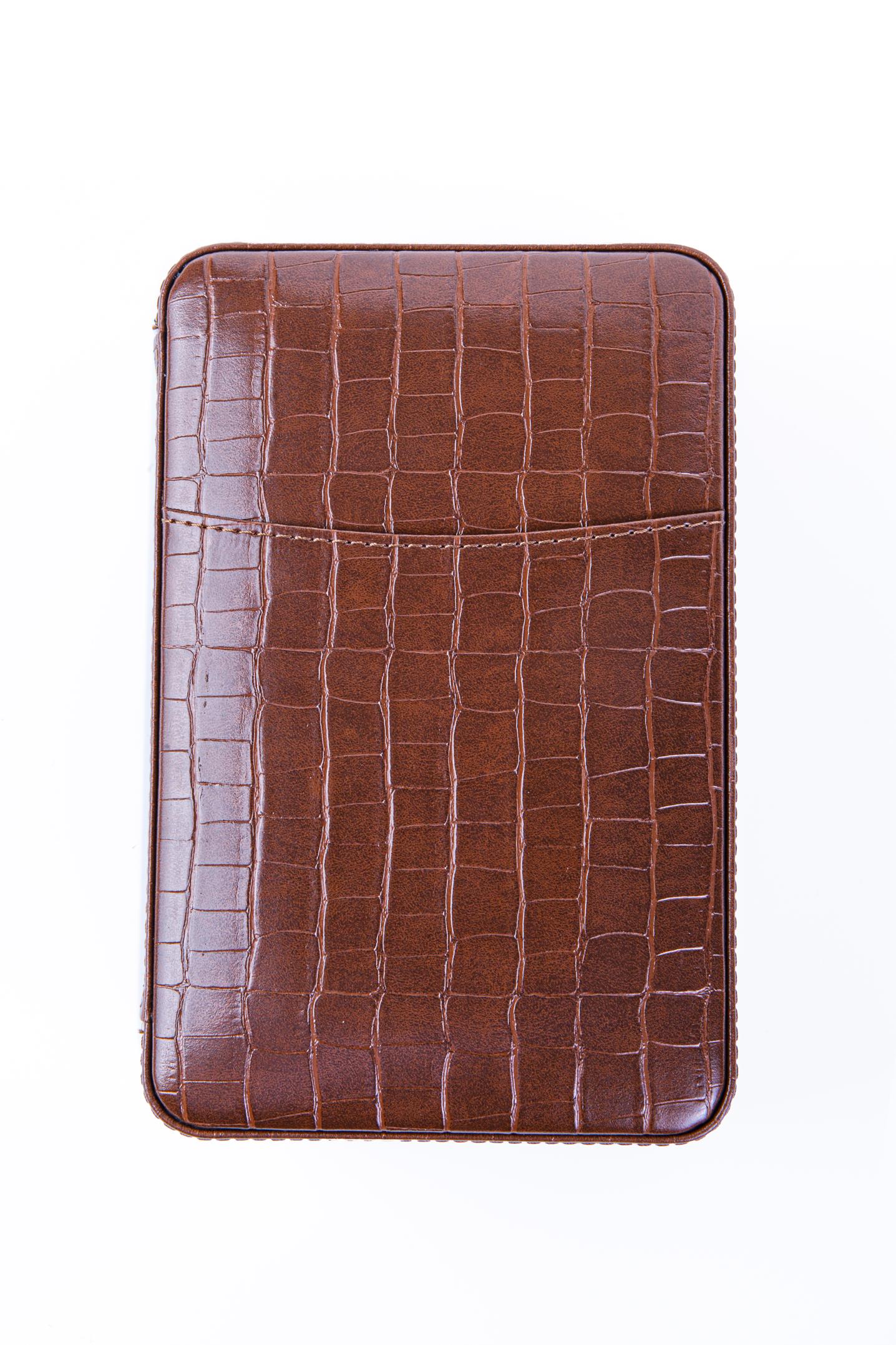 Cohiba Açık Kahverengi Timsah Derisi Desenli Dahili Çakmak Deri Puro Taşıma Çantası & Seyahat Humidoru