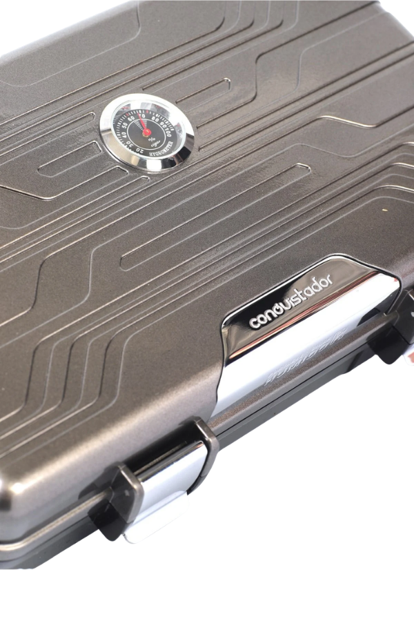 Conquistador Gunmetal Siyah 10 Kapasite Seyahat Humidor Puro Kutusu