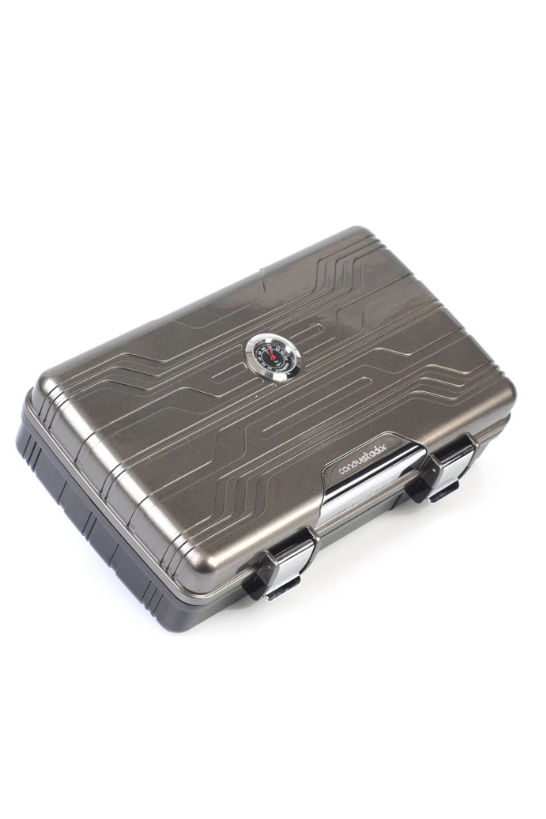 Conquistador Gunmetal Siyah 10 Kapasite Seyahat Humidor Puro Kutusu