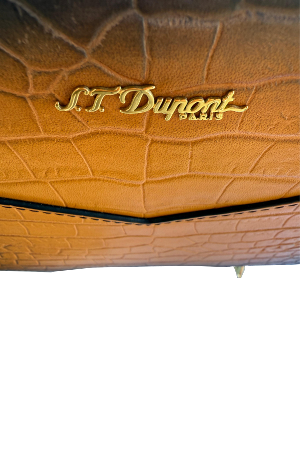 S.T. Dupont Timsah Desenli Kahverengi Deri Puro Taşıma Çantası 141154