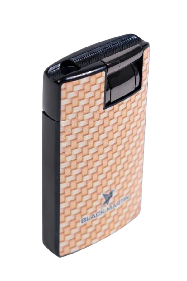 Black Martin Tek Torch Pürmüz Karbon Desenli Sarı Puro Çakmağı