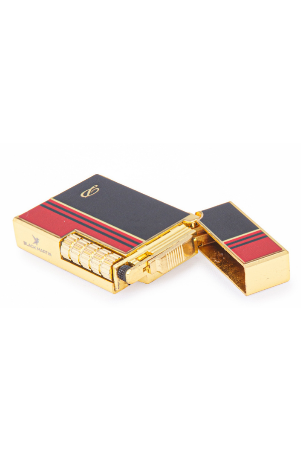 Black Martin Soft Flame Gold-Siyah Kırmızı Desenli Metal Çakmak