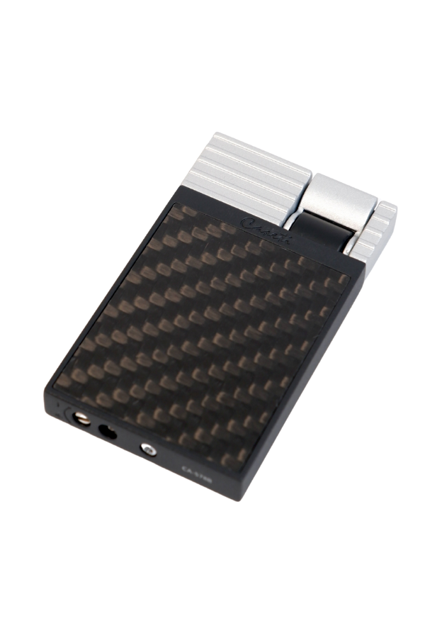 Caseti Tek Torch Perde Alev Siyah Karbon Gümüş Metal Puro Çakmağı