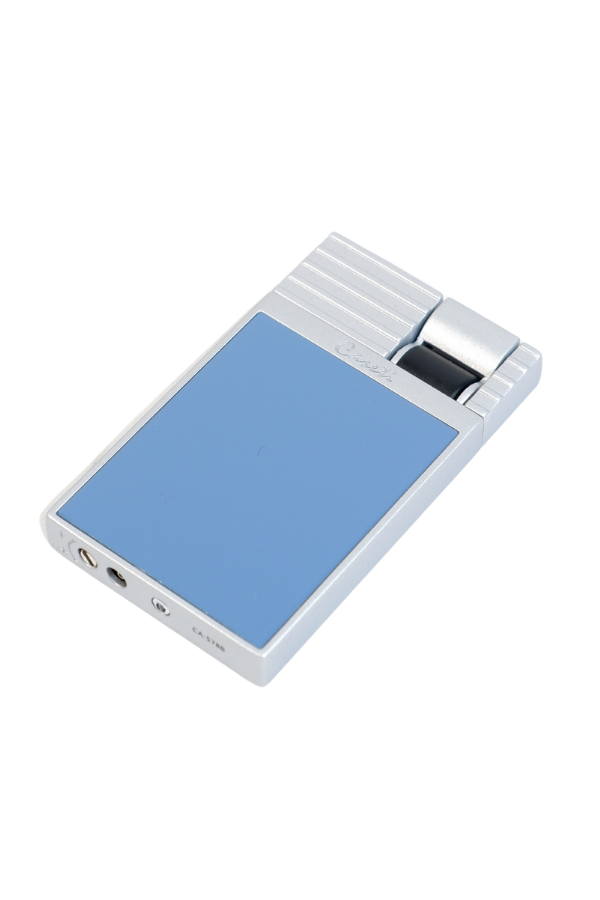 Caseti Tek Torch Perde Alev Mavi Gümüş Metal Puro Çakmağı