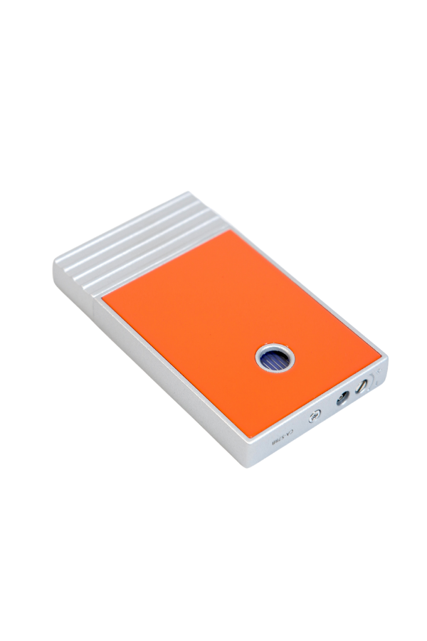 Caseti Tek Torch Perde Alev Turuncu Gümüş Metal Puro Çakmağı