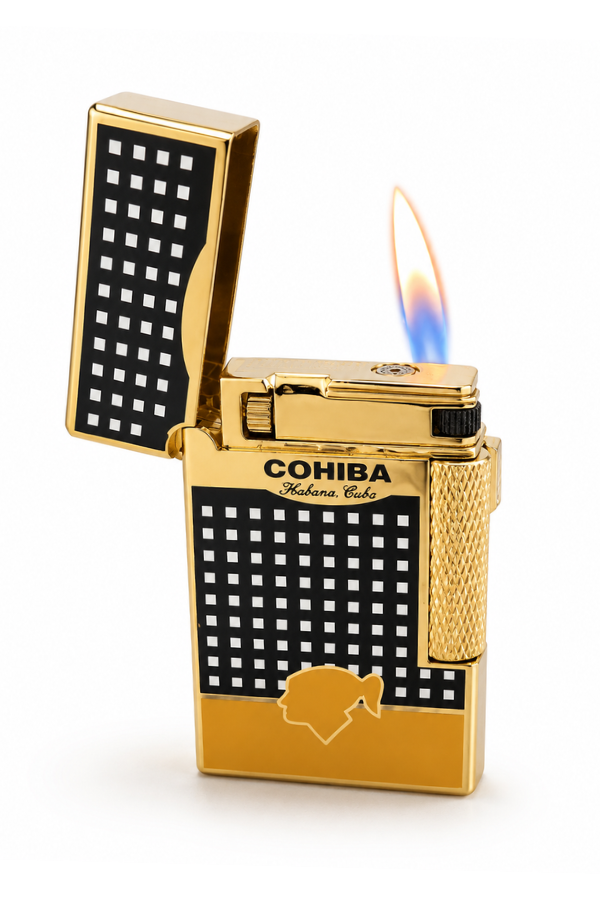 Cohiba Soft Flame & Tek Torch Pürmüz Sarı Siyah Nokta desenli Puro Çakmağı