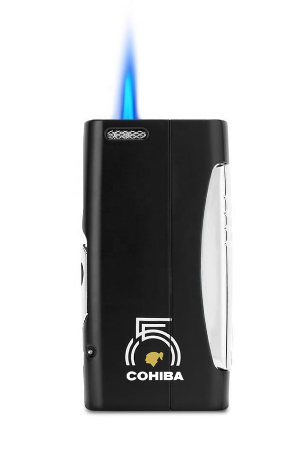 Cohiba Tek Torch Pürmüz 55. Yıl Özel Üretim Dahili Delicili Siyah-Gümüş Puro Çakmağı