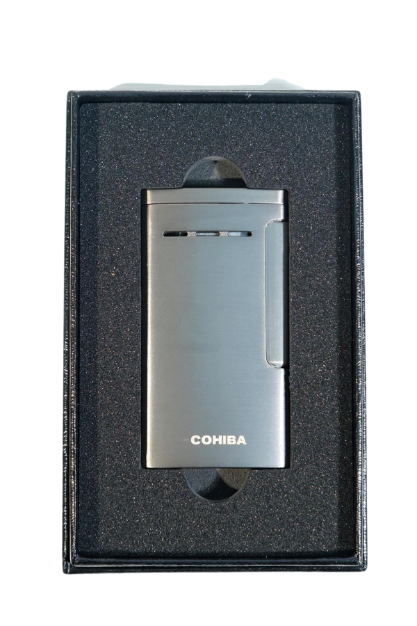 Cohiba Tek Torch Perde Alev Slim 7 Dizayn Gunmetal Metal Puro Çakmağı