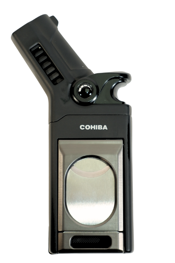 Cohiba Tek Torch Pürmüz Dahili S-V Cut & İğneli Siyah Gunmetal Metal Puro Çakmağı