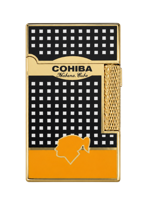 Cohiba Soft Flame & Tek Torch Pürmüz Sarı Siyah Nokta desenli Puro Çakmağı