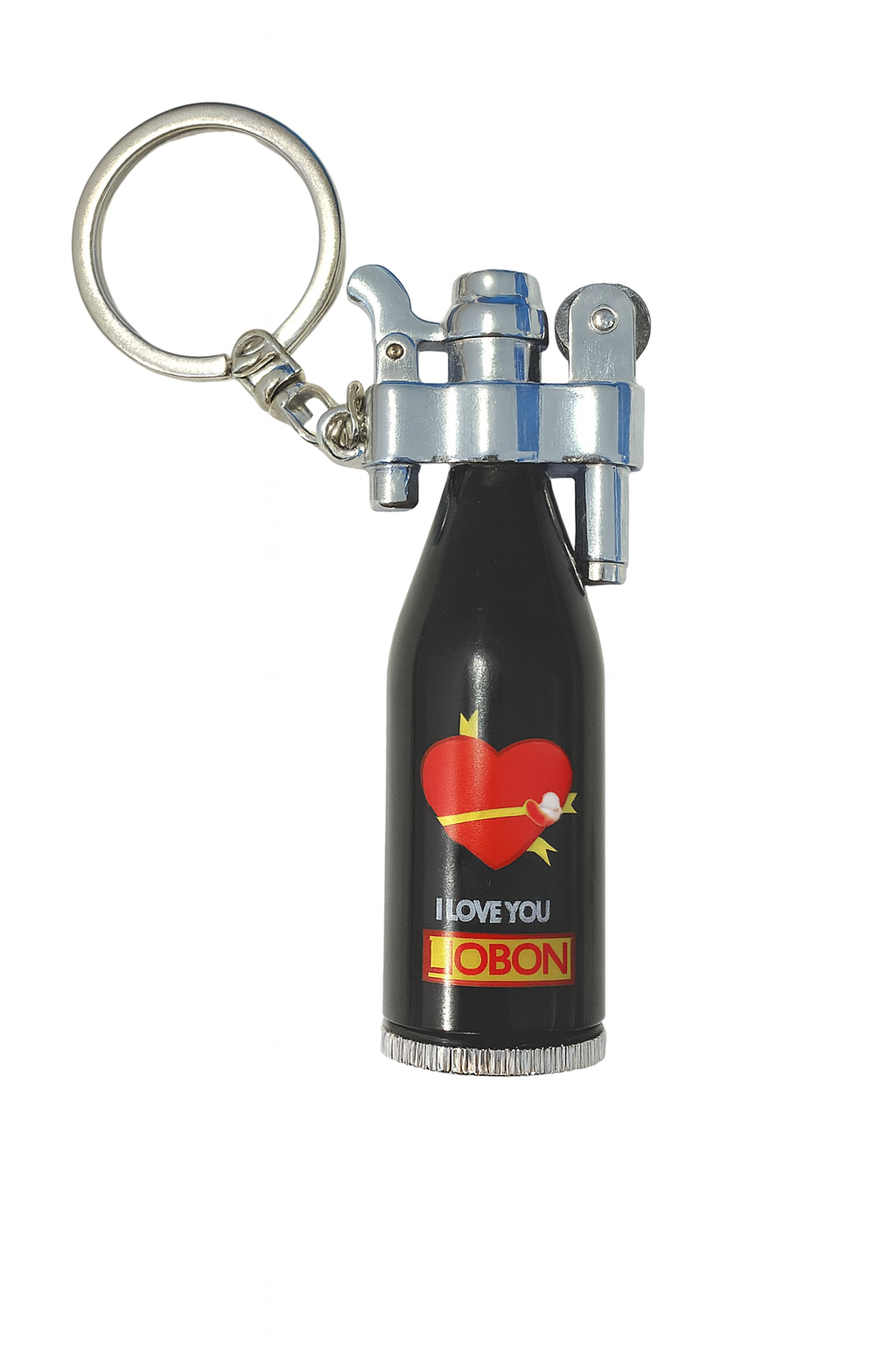 TR8672,Jobon Gold Love You Design Siyah Benzinli Çakmak