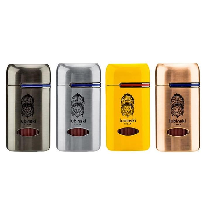 Lubinski Lion Kapaklı Delicili Tek Torch Puro Çakmağı Sarı