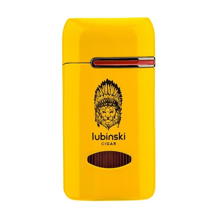 Lubinski Lion Kapaklı Delicili Tek Torch Puro Çakmağı Sarı