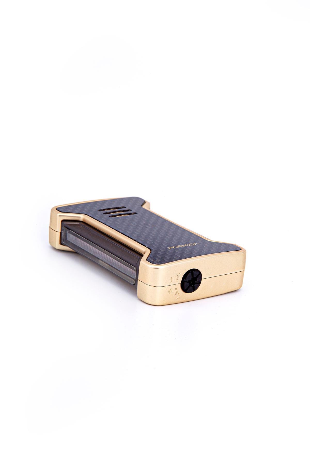 Parmida Tek Torch Pürmüz Karbon Desenli Gold Puro Çakmağı