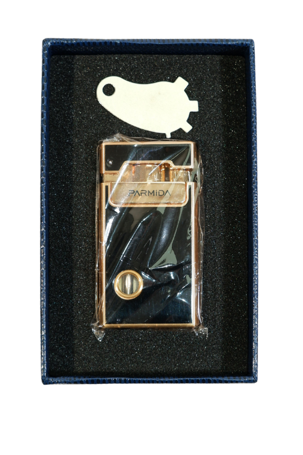 Parmida Tek Torch Pürmüz Soft Flame Özellikli Siyah-Gold Metal Puro Çakmağı