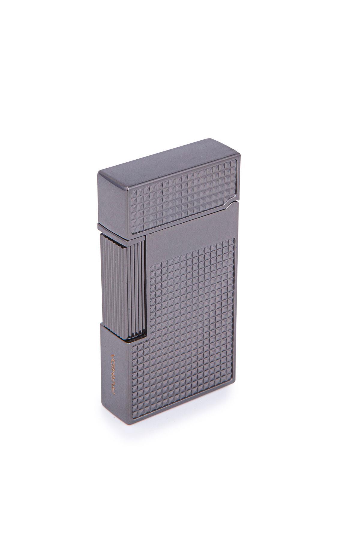 Parmida Gunmetal İşlemeli Perde Alev Metal Puro Çakmağı
