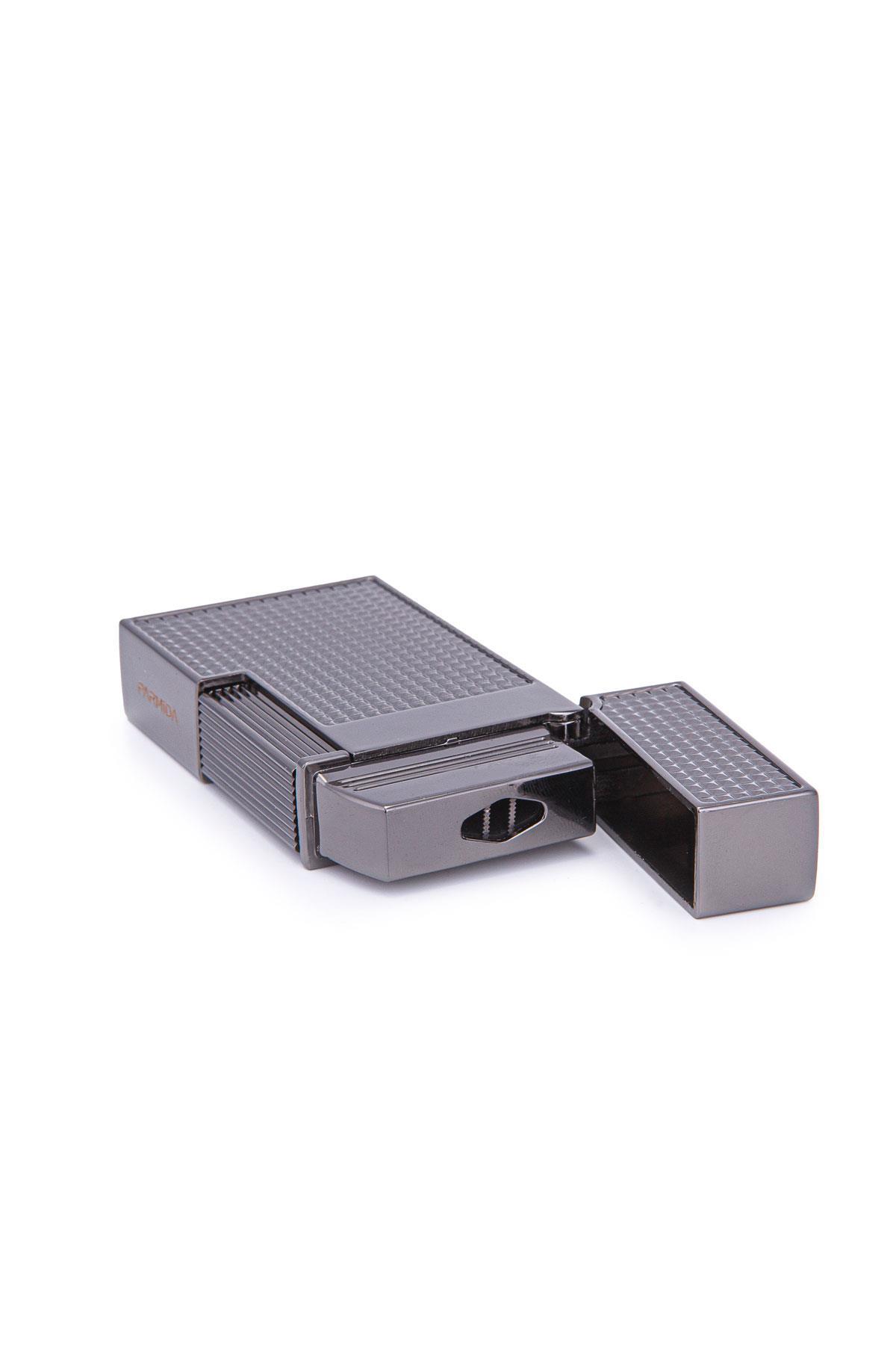 Parmida Gunmetal İşlemeli Perde Alev Metal Puro Çakmağı