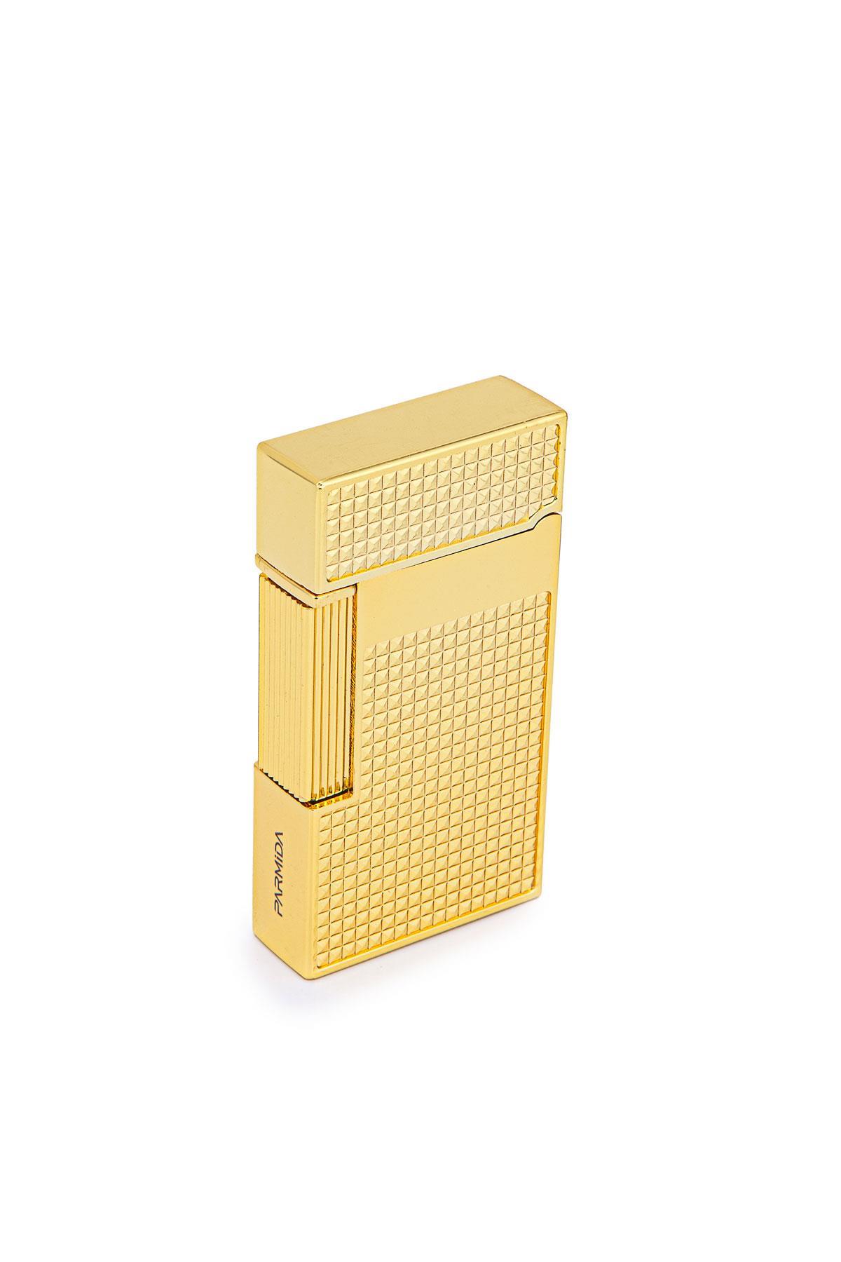 Parmida Gold İşlemeli Perde Alev Metal Puro Çakmağı