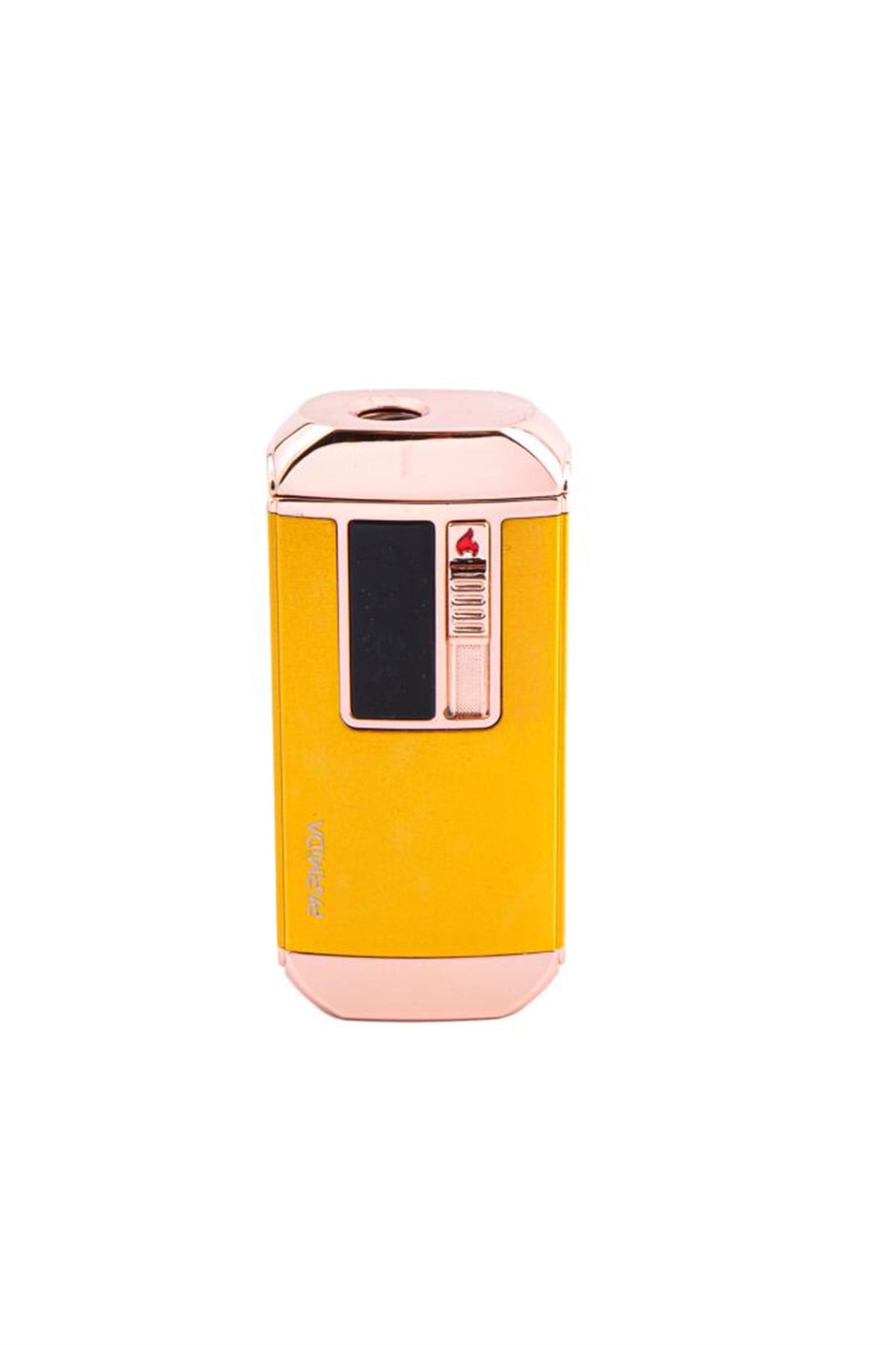 Parmida Sarı-Gold Multifonksiyonel Çakmak (Tek Torch Pürmüz Puro Çakmağı, Elektrikli Çakmak, Powerbank, El Feneri)