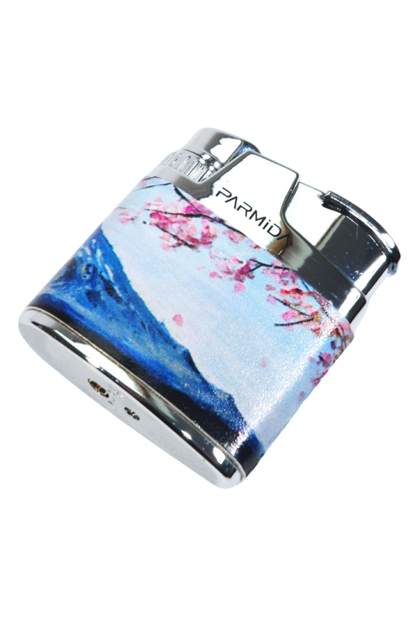Parmida Tek Torch Pürmüz Sakura Desenli Çok Renkli Metal Puro Çakmağı